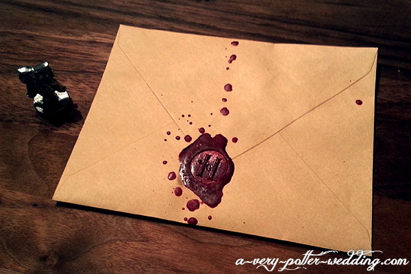 harry potter envelope save the date wax seal