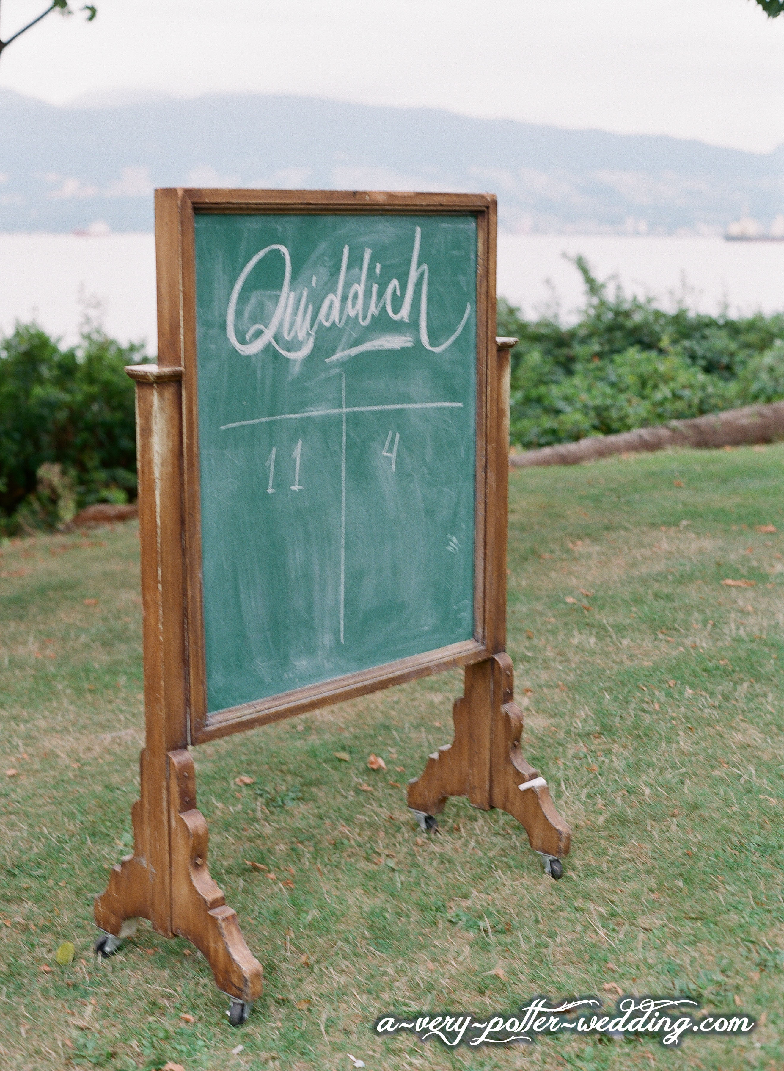 Vintage chalk board keeping quidditch score