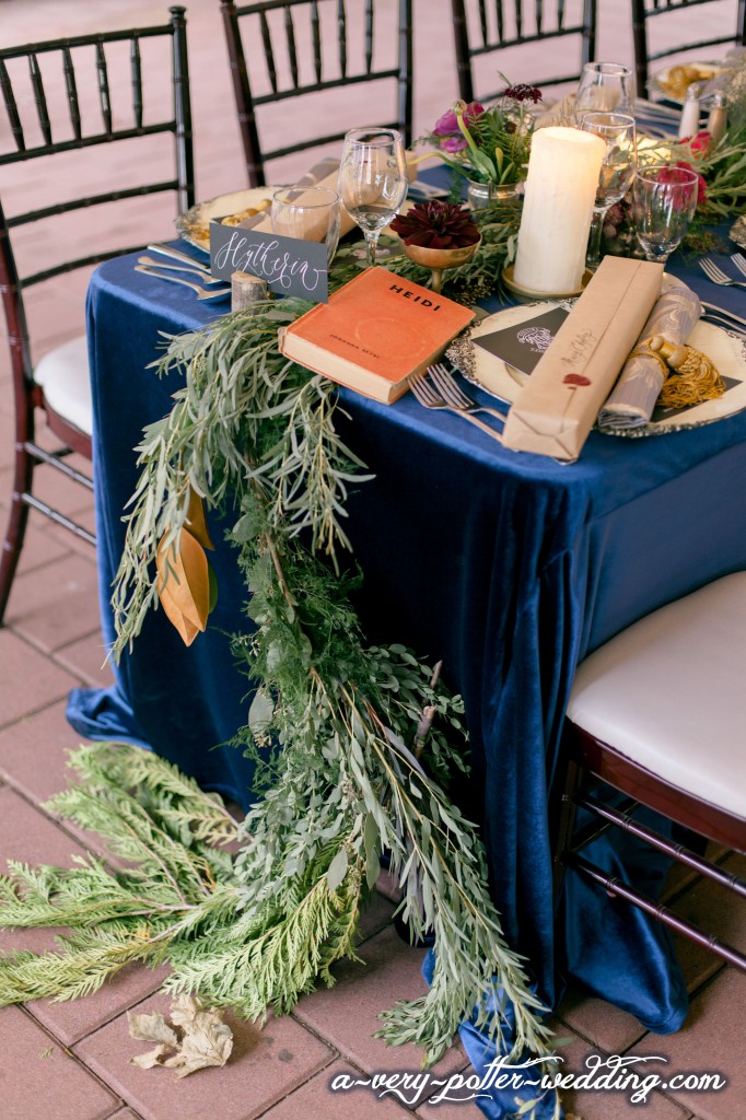bohemian plants on wedding table