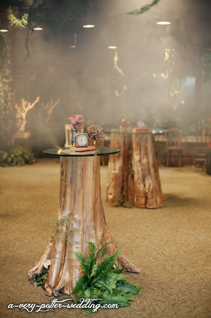 tree stump log tables reception